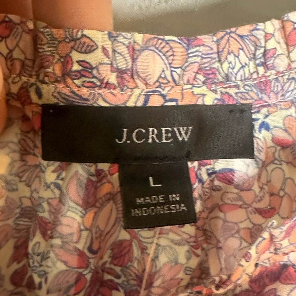 NEW J.Crew x Liberty Cotton Micro Floral Cinch Waist Puff Sleeve Crop Top, L